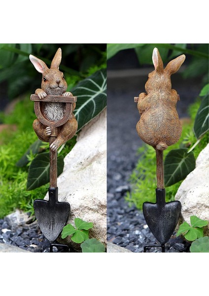Tavşan Heykeli Dış Mekan Için Kaprisli Bahçe Dekoru, Kürek Üzerinde Reçine Tavşan Tavşan Heykelcik, Açık Çim Dekorasyon (Yurt Dışından) modelleri