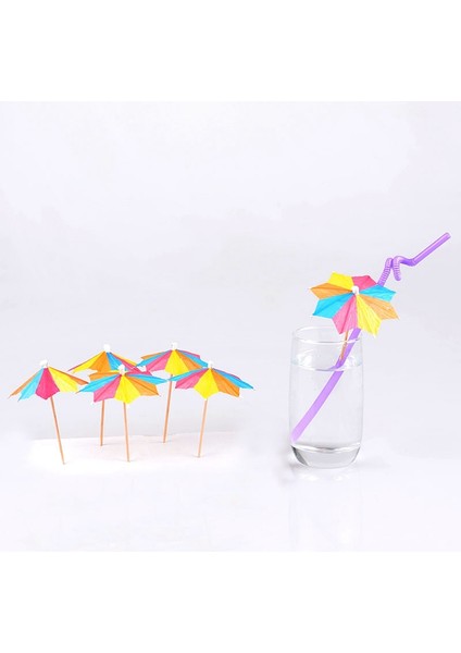 144 Adet Içecek Şemsiye Karışımı Renk Kokteyl Dekorasyon Kağıdı Kokteyl Şemsiye Işareti Parti Doğum Günü Tek Kullanımlık (Yurt Dışından) modelleri