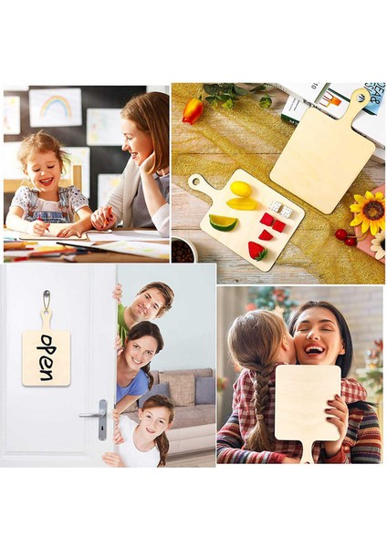 24 Adet Boş Mini Ahşap Saplı Kesme Tahtaları Küçük Kesme Tahtası Dıy Ev Mutfak Pişirme Sebze Dekor A (Yurt Dışından) modelleri