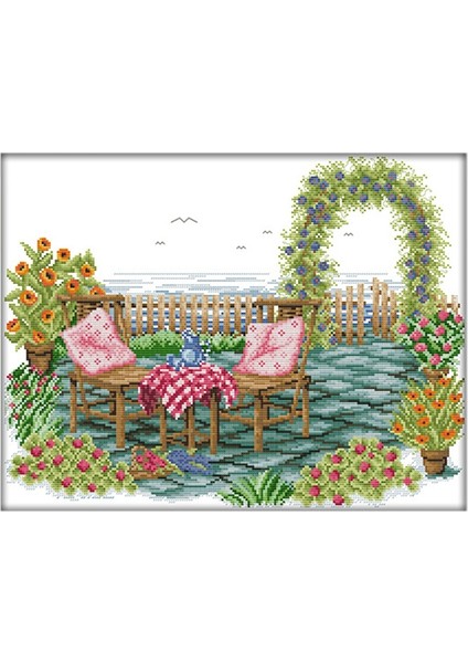 Çapraz Dikiş Damgalı Kitleri 14CT Baskılı Nakış Kumaş Iğne Noktası Kitleri Yeni Başlayanlar Için Kolay Desenler, Sunshine Home (Yurt Dışından)