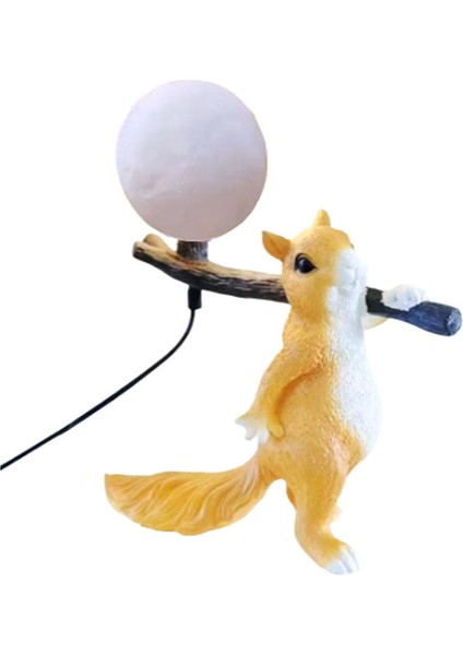 Reçine Sincap Mini LED Gece Lambası Çocuk Odası Masa Lambası Hayvan Sincap Masa Lambası Başucu Lambası Ev Dekor Ab Tak (Yurt Dışından)