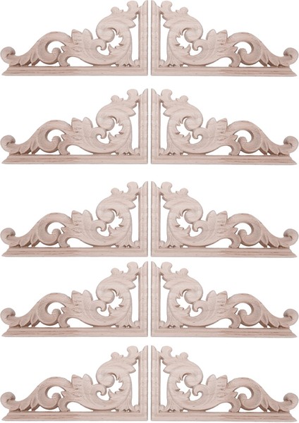 10 Adet Sol + Sağ (Her 5 Adet) Vintage Ahşap Oyma Köşe Onlay Mobilya Duvar Dekor Boyasız Çerçeve Aplike (Yurt Dışından) fiyatları