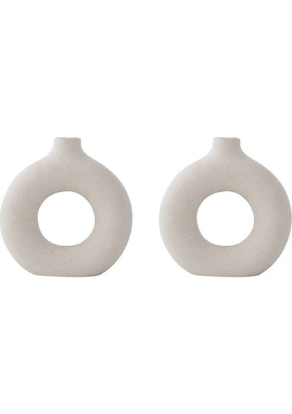 2x Iskandinav Seramik Çörek Vazo Içi Boş Tasarım El Yapımı Kuru Çiçekler Pot Sanat Dekorasyon Oturma Odası Ofis Ev Masa Için (Yurt Dışından)