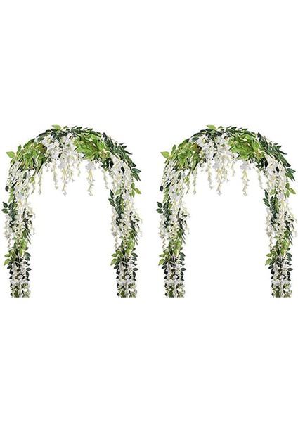 4 Adet 7ft / Adet Yapay Wisteria Vine, Çiçek Çelenk Wisteria Vine Rattan Açık Töreni Için Asılı Çiçekler, Beyaz (Yurt Dışından)
