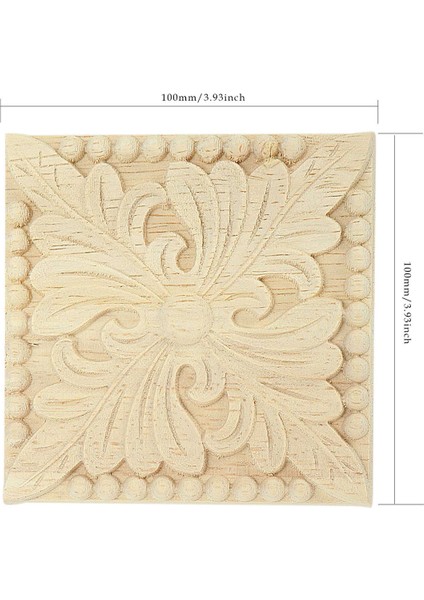 3x Doğal Ahşap Aplikler Kare Çiçek Oyma Çıkartmaları Dekoratif Ahşap Pervazlar 10X10 cm (Yurt Dışından)
