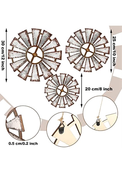 3 Adet Ahşap Fırıldak Duvar Dekor Çiftlik Evi Asılı Dekorasyon Ülke Ahşap Mutfak Rustik Oturma Odası Heykel Sanatı (Yurt Dışından) fiyatları