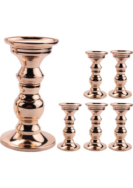 6x Şamdan Metal Sütun Mumluklar, Düğün Centerpieces Mumlar Için Şamdan Tutucular Altın Standı (Yurt Dışından)