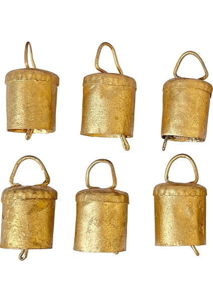 6 Adet Vintage Asılı Çanlar, Noel Veya Herhangi Bir Kutlama Için Halat ile Metal El Yapımı Inek Çanları Dekorasyon (Yurt Dışından) fiyatları