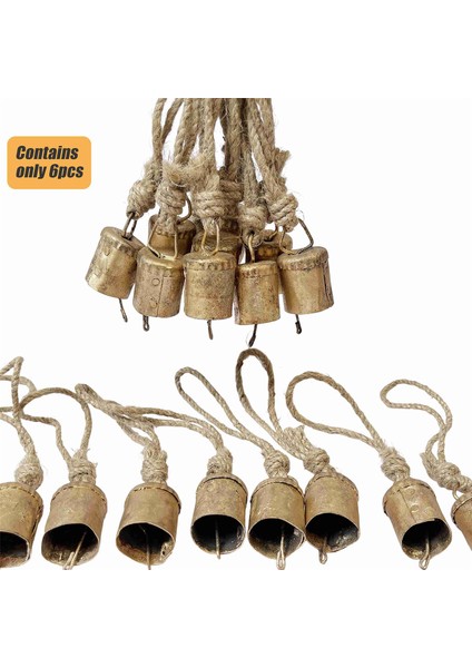 6 Adet Vintage Asılı Çanlar, Noel Veya Herhangi Bir Kutlama Için Halat ile Metal El Yapımı Inek Çanları Dekorasyon (Yurt Dışından) modelleri