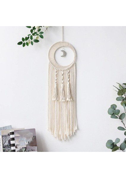 Makrome Ay Dream Catchers, Boho Moon Dream Catcher Duvar Asılı Dekorlar El Yapımı Ev Yatak Odası Dekorasyon (Yurt Dışından) fiyatları