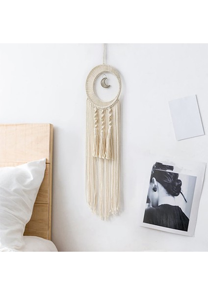Makrome Ay Dream Catchers, Boho Moon Dream Catcher Duvar Asılı Dekorlar El Yapımı Ev Yatak Odası Dekorasyon (Yurt Dışından) modelleri