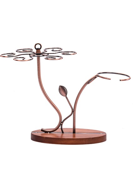 2-In-1 Kırmızı Şarap Kadehi Rafı ve Şarap Sürahisi 6 Şarap Bardakları Kadeh Takımı Masa Üstü Depolama Ekran Kurutma Rafı, Vintage Bronz (Yurt Dışından)