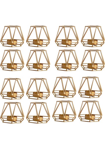 16 Adet Metal Geometrik Tasarım Çay Işık Adak Mumluklar, Içi Boş Tealight Mumluklar (Yurt Dışından)