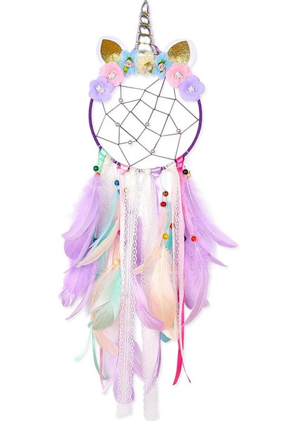 Çocuk Dream Catcher Tüy Duvar Dekorasyonu Kız Yatak Odası Çiçek Duvar Asılı Dekorasyon Mor (Yurt Dışından)