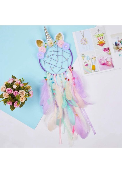 Çocuk Dream Catcher Tüy Duvar Dekorasyonu Kız Yatak Odası Çiçek Duvar Asılı Dekorasyon Mor (Yurt Dışından) modelleri