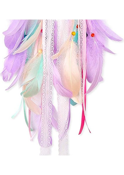 Çocuk Dream Catcher Tüy Duvar Dekorasyonu Kız Yatak Odası Çiçek Duvar Asılı Dekorasyon Mor (Yurt Dışından) indirimleri