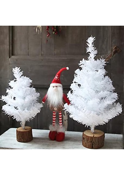 Mini Noel Ağacı Masa Üstü, Beyaz Noel Ağaçları Küçük Noel Ağacı Masaüstü Ev Noel Dekor Için Ahşap Tabanlı 40 cm (Yurt Dışından)
