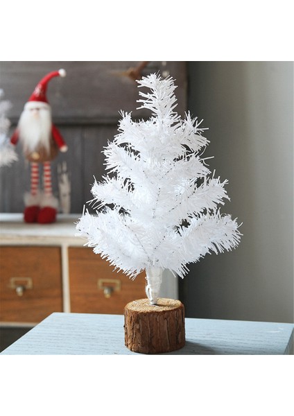 Mini Noel Ağacı Masa Üstü, Beyaz Noel Ağaçları Küçük Noel Ağacı Masaüstü Ev Noel Dekor Için Ahşap Tabanlı 40 cm (Yurt Dışından)