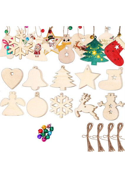 Ahşap El Sanatları Noel Ahşap Kolye Ev Dekorasyon El-Boyalı Dıy Sahne Noel Partisi Ağacı Aksesuarları (Yurt Dışından)
