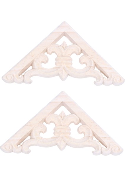 2 Adet 8 x 8 cm Ahşap Oyma Köşe Onlay Aplike Dekor Mobilya Zanaat Boyasız (Yurt Dışından)