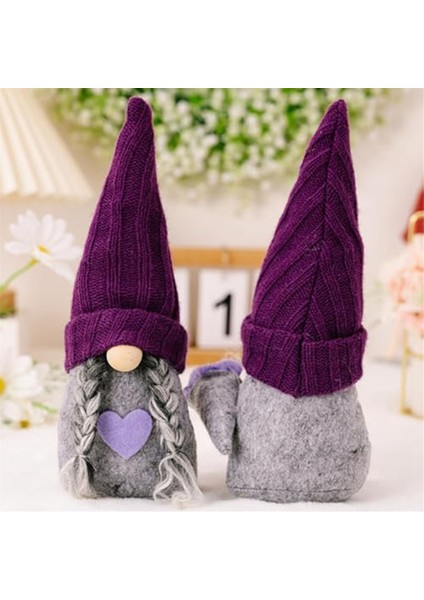 Gnomes Süslemeleri Mor El Yapımı Peluş Dekor Kış Tatili Sevgililer Günü Süsleri Tatil Hediyesi (Yurt Dışından)