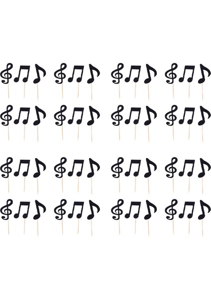 60 Adet Müzik Notaları Temalı Kek Topper Kağıt Kek Ekler Kart Düğün Pastası Topper Dekorasyon (Yurt Dışından)