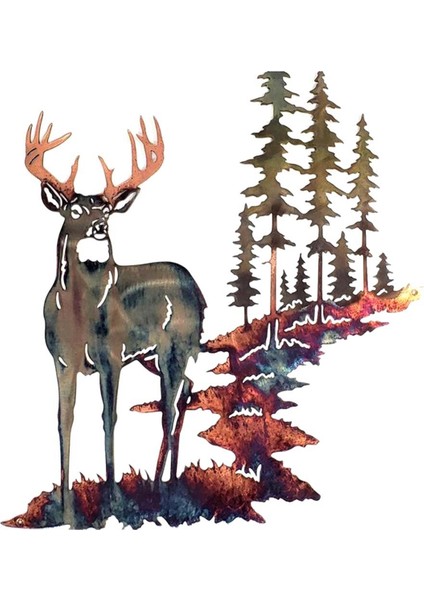 Metal Geyik Duvar Sanatı Orman Geyik Duvar Dekor Metal Ağaç Geyik Duvar Sanat Dekoru Metal Geyik Dekor Rustik Dekor Oturma Odası Için (Yurt Dışından)