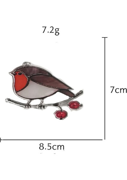 2x Tel Üzerinde Asılı Çok Renkli Kuşlar Yüksek Lekeli Akrilik Suncatcher Yaratıcı Pencere Paneli Ev Odası Dekor-Oturan Robin (Yurt Dışından)