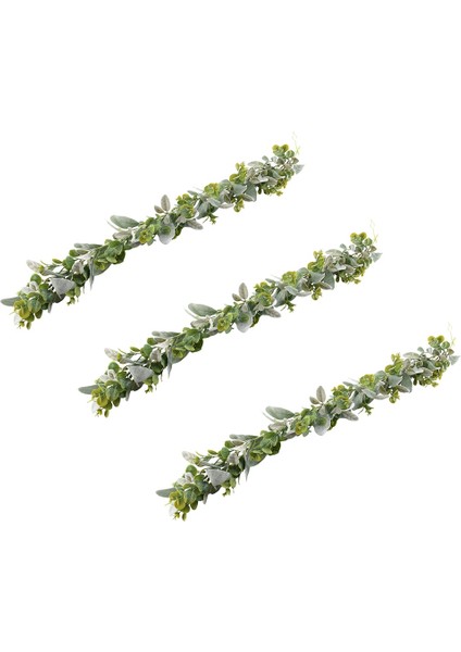 3x Kuzu Kulak Çelengi Yeşillik ve Okaliptüs Asması / 38 Inç Uzun/açık Renkli Flok Yapraklar/yumuşak ve Perdeli Düğün (Yurt Dışından)
