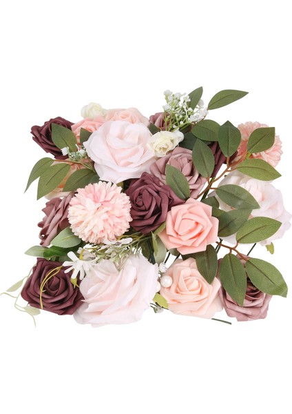 Yapay Düğün Çiçekleri Kutu Seti Sahte Tozlu Gül Çiçek Combo Dıy Çiçek Düzenlemeleri Centerpieces Buketleri Ev (Yurt Dışından)