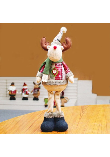 Ayakta Noel Ren Geyiği, Geri Çekilebilir Bacaklar ile Ren Geyiği Dolması Peluş Noel Süslemeleri Süsler Tatil Dekor (Yurt Dışından) fiyatları