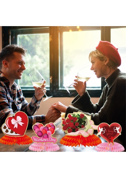 9 Adet Vintage Sevgililer Günü 3D Kağıt Kalp Masa Centerpiece Işaretleri Evlilik Yıldönümü Için Sevgililer Masa Toppers (Yurt Dışından)