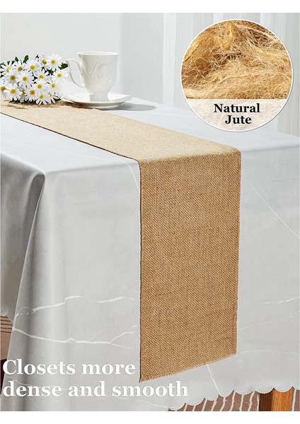 Masa Koşucu 10 M x 30 cm Jüt Masa Koşucu Keten Jüt Kumaş, Masa Koşucu Rulo Masa Dekorasyonu Düğün Vintage Rustik (Yurt Dışından)
