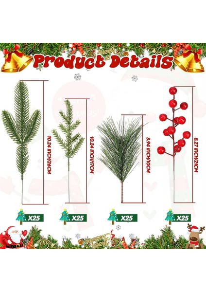 100 Parça Yapay Çam Iğneleri Dalları ve Yapay Kırmızı Berry Sapları Sahte Yeşillik Çam Seçtikleri Noel Kırmızı Berry (Yurt Dışından) indirimleri