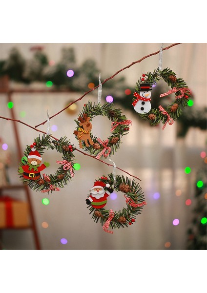 Noel Çelenk Dekor Noel Kardan Adam-Kapı Asılı Çam Kozalakları Ev Yılbaşı Ağacı Dekorasyon Noel Çelenk (Yurt Dışından)