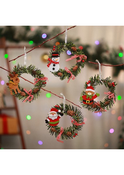 Noel Çelenk Dekor Noel Kardan Adam-Kapı Asılı Çam Kozalakları Ev Yılbaşı Ağacı Dekorasyon Noel Çelenk (Yurt Dışından)