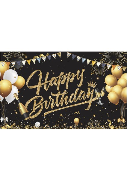 2x Doğum Günü Zemin Banner Siyah Altın Zemin Işareti Mutlu Doğum Günü Partisi Dekorasyon Seti Kız Erkek Kadın Kutlama (Yurt Dışından) indirimleri