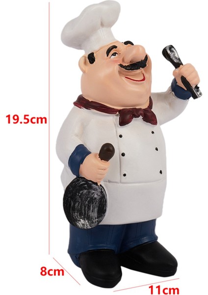 2x Retro Şef Modeli Süsler Reçine El Sanatları Mini Şef Figürleri Ev Mutfak Restoran Bar Kahve Dekor-A (Yurt Dışından)