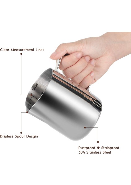 2x Süt Köpürtme Sürahisi 350ML (12OZ)BUHARLAMA Sürahi Süt Kahve Cappuccino Latte Sanat Barista Buhar Sürahi Süt Kupası (Yurt Dışından) fiyatları