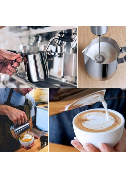 2x Süt Köpürtme Sürahisi 350ML (12OZ)BUHARLAMA Sürahi Süt Kahve Cappuccino Latte Sanat Barista Buhar Sürahi Süt Kupası (Yurt Dışından) modelleri