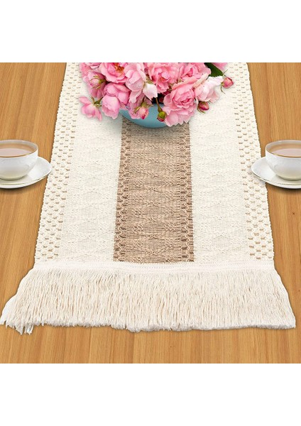 Çiftlik Evi Boho Masa Koşucu, Dikiş Kenar El Yapımı Tığ Bohem Tarzı, Yemek Masası Dekorasyonu Için Uygun 180 cm (Yurt Dışından) indirimleri