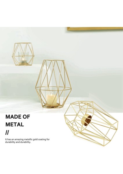Oturma Odası ve Banyo Dekorasyonları Için 10'lu Altın Geometrik Metal Tealight Mumluk Seti - Orta Parçalar (Yurt Dışından) fiyatları