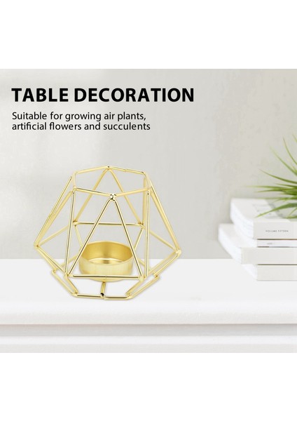 Oturma Odası ve Banyo Dekorasyonları Için 10'lu Altın Geometrik Metal Tealight Mumluk Seti - Orta Parçalar (Yurt Dışından) modelleri
