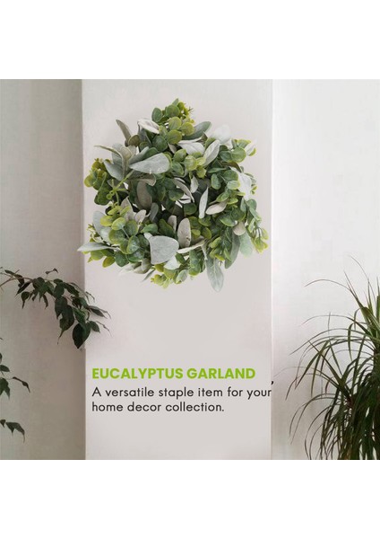 4x Kuzu Kulak Çelenk Yeşillik ve Okaliptüs Asma / 38 Inç Uzun/açık Renkli Flok Yapraklar/yumuşak ve Perdeli Düğün (Yurt Dışından) modelleri