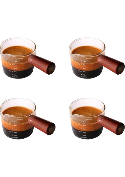 4x Cam Ölçüm Kabı Espresso Shot Bardağı 75ML Üçlü Sürahi Barista Tek Ağızlı Ahşap Saplı (Yurt Dışından) fiyatları