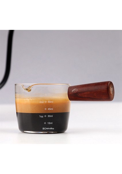 4x Cam Ölçüm Kabı Espresso Shot Bardağı 75ML Üçlü Sürahi Barista Tek Ağızlı Ahşap Saplı (Yurt Dışından) modelleri