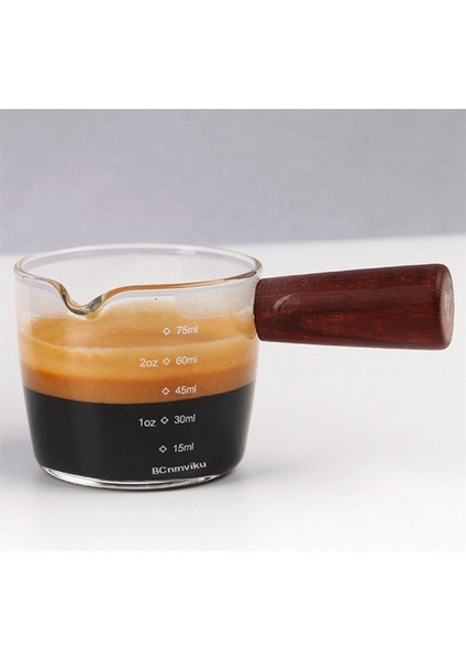 4x Cam Ölçüm Kabı Espresso Shot Bardağı 75ML Üçlü Sürahi Barista Tek Ağızlı Ahşap Saplı (Yurt Dışından) fırsatları