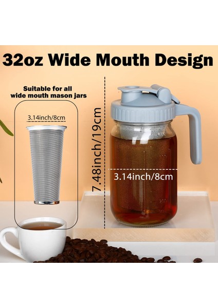 Soğuk Demleme Kahve Makinesi 32OZ Soğuk Demleme Sürahisi, Buzlu Demleme Kahve Için Paslanmaz Çelik Süper Yoğun Filtre Ile, Buzlu Çay-B (Yurt Dışından) fırsatları