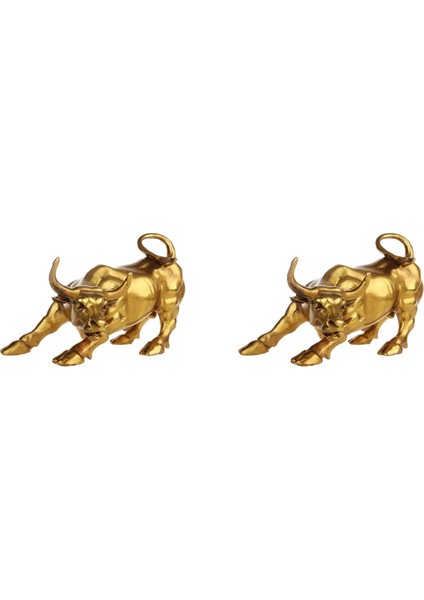 2x Feng Shui Servet Pirinç Boğa Heykeli, Heykel Ev Dekorasyon Altın Bakır Boğa Kariyerde Iyi Şansları Temsil Ediyor (Yurt Dışından)