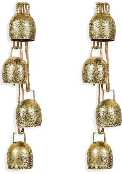 2 Takım Noel Çanları Metal Rustik Asılı Çanlar Halatlar ile Vintage Noel Süslemeleri Noel Için Kapalı Ev (Yurt Dışından)